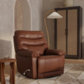 Global Home Swivel Glider Recliner with Manual Footrest In Oslo Pecan