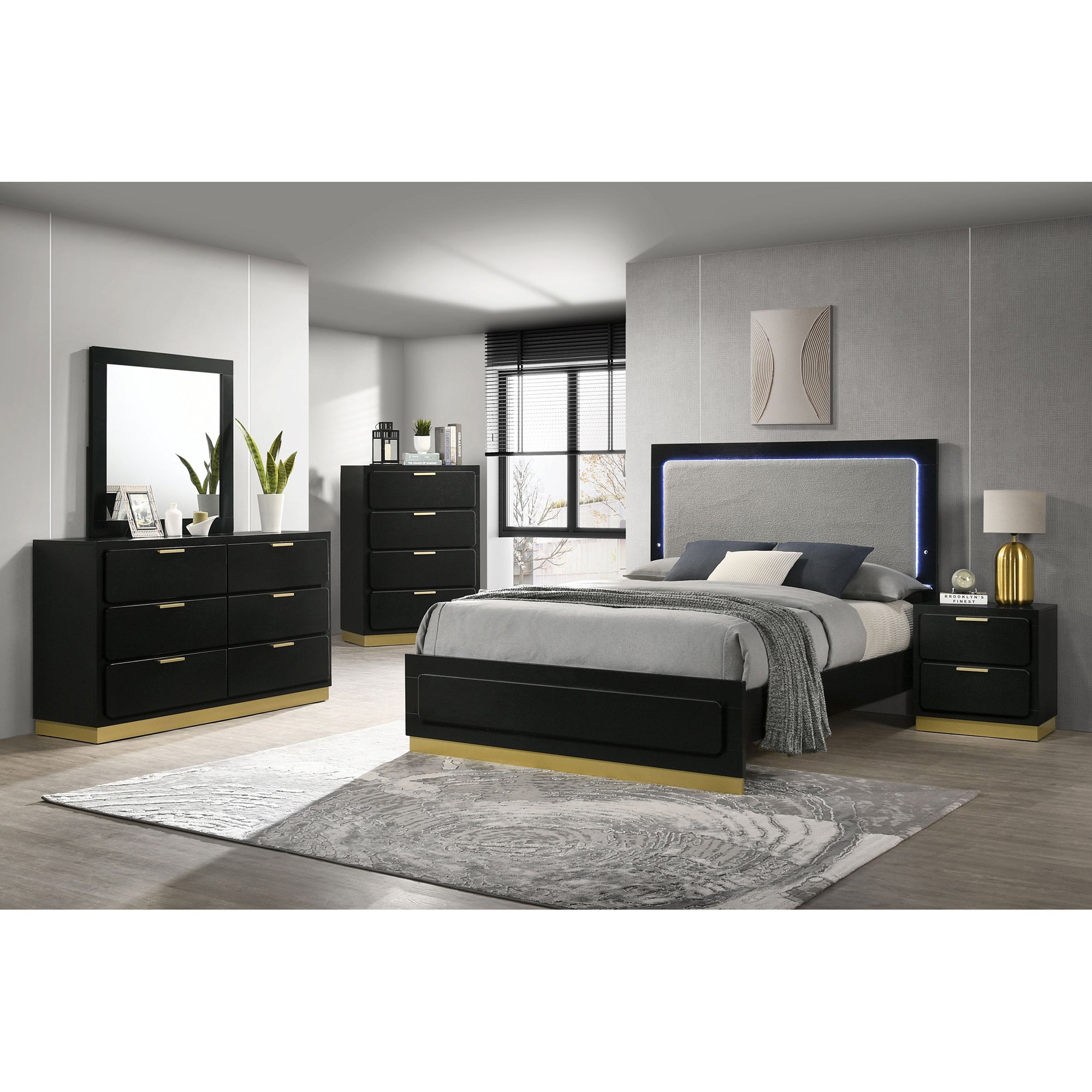 Sophia Black 5-piece Eastern King Bedroom Set
