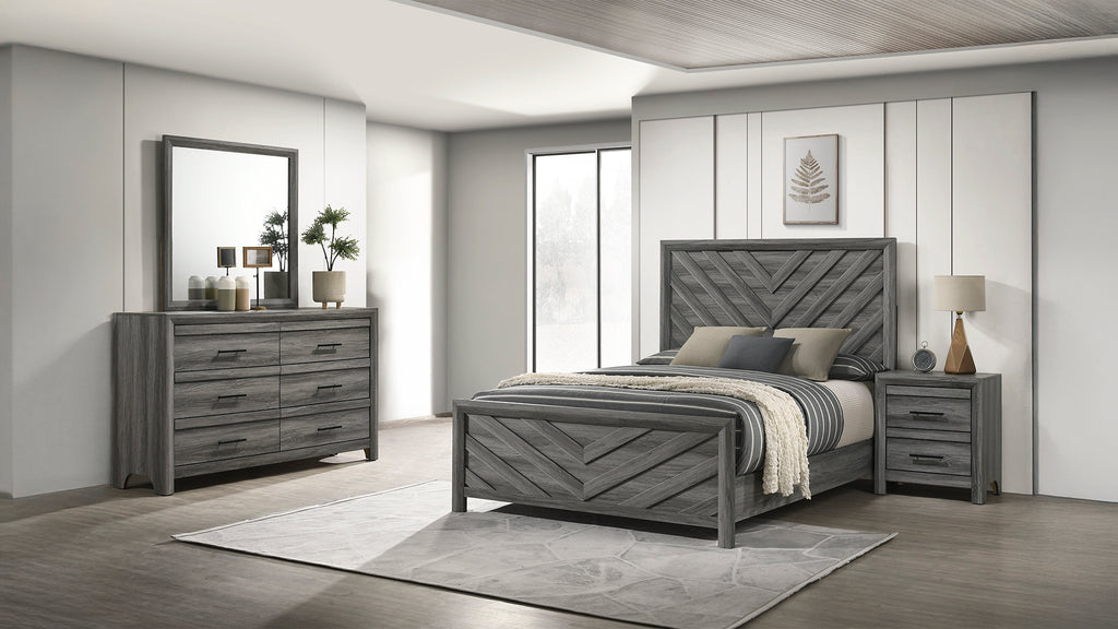 Denver Modern Style 4 Pc Full Bedroom Set Made with Wood in Gray (NJ INVENTORY)