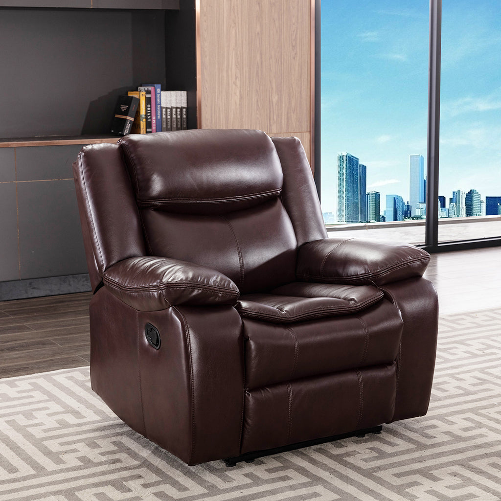 Breathable Leather Manual Reclining recliner chair for living room, Brown